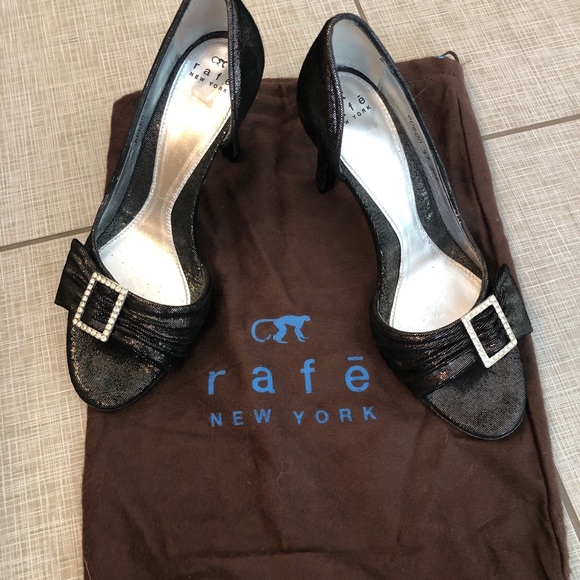 Rafe New York holiday glam peep toe heels with crystal buckle - Picture 4 of 5